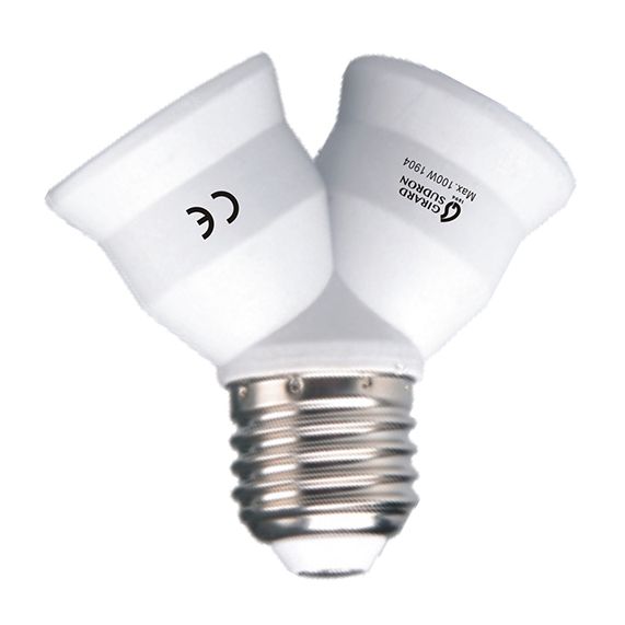 Adaptateur E27=>double E27 blanc