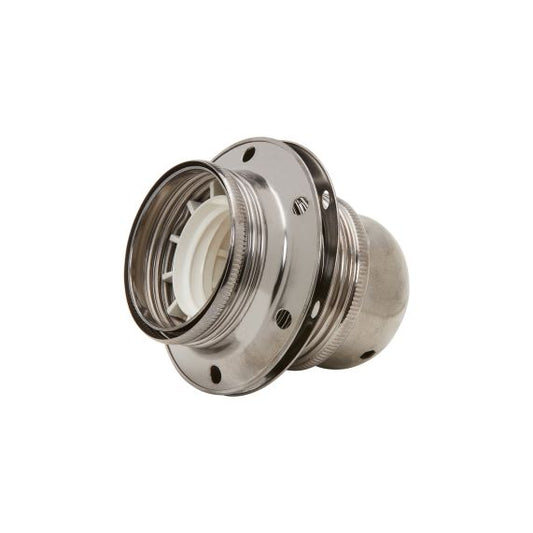 Douille E27 Filetée Acier Gris Anthracite Avec Terre Arrêt Câble 2 Bagues