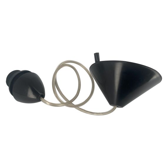 FS MONTURE E27 PAV CONIQ NOIR CABL TRANSP