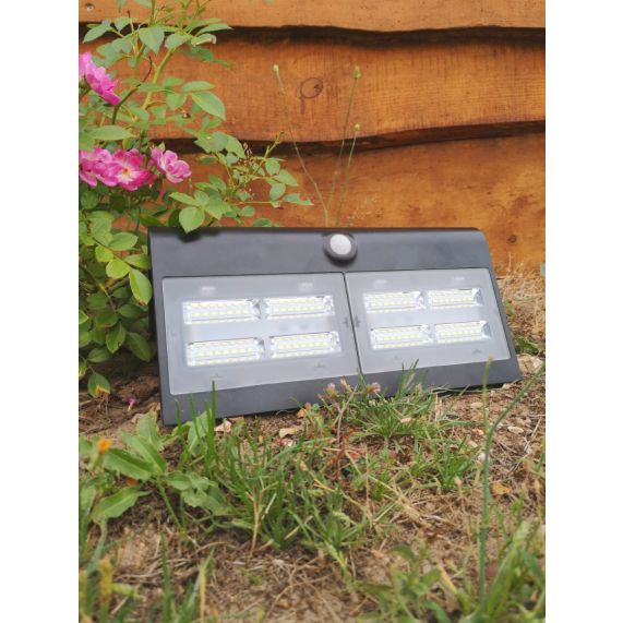 BUTTERFLY - Projecteur solaire LED noir détecteur présence IP65 4000K 6,8W 800lm