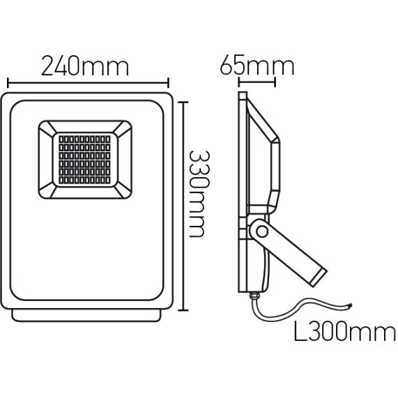 FS Isonoe - EcoWatts - Projecteur LED IP 65 180x58x240 50W 3000K 4000lm 120° noir