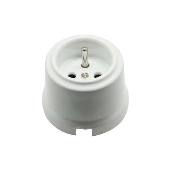 Prise murale blanc porcelaine en saillie av terre 10A Retrocharm 250V IP20