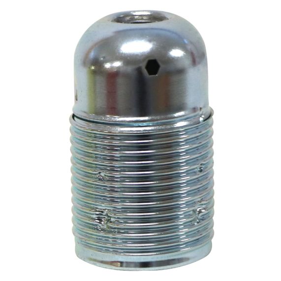 Douille demontee acier E14 chrome filetee av borne de terre