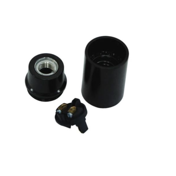 Douille demontee E14 noir lisse culot H15mm sortie de fil