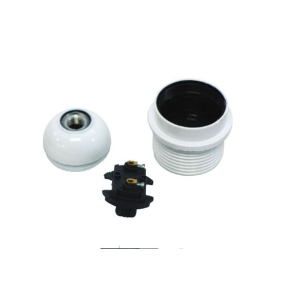 Douille demontee thermoplastique E27 blanc av portee pastille auto