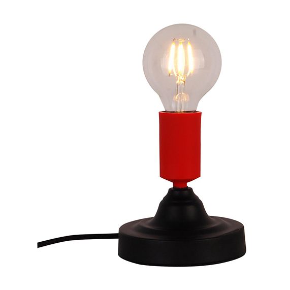 FS EL Lampe à poser E27 Max.40W Noir et Rouge - cable PVC L.150cm avec interrupteur Noir