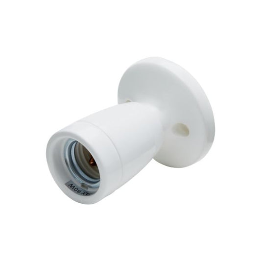 Douille E27 Céramique Sur Patère Blanche