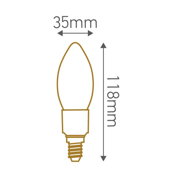 Flamme Lisse C35 Filament LED 6W E14 2700K 806lm Dim. Clear