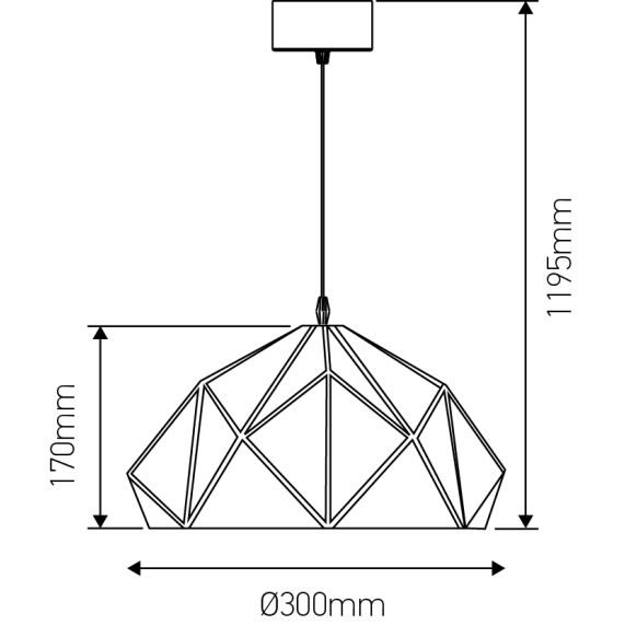 FS EL Suspension E27 abat-jour métal Noir extérieur/ Doré intérieur cable PVC L.100cm