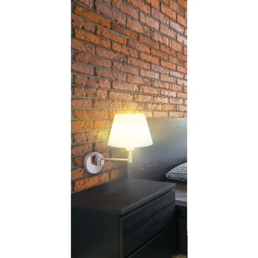 FS EL Applique murale Bras articulée E27 Max.40W Chrome abat-jour PVC Blanc