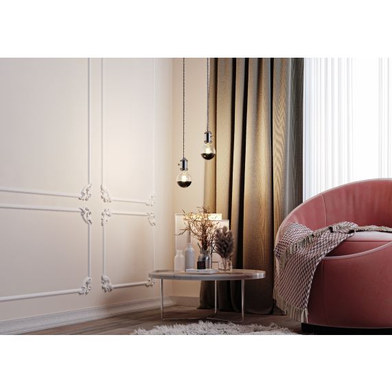 Douille acier E27 chrome av db bagues de serrage et interrupteur