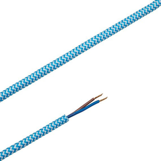 Cable rond chiné bleu 2 mètres 2 x 0,75mm2