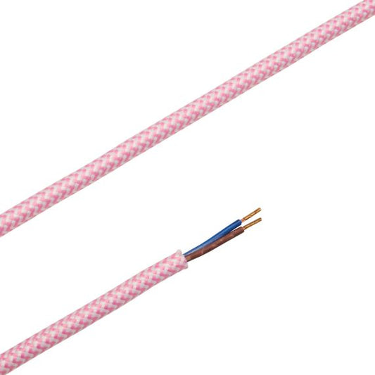 Cable rond chiné rose 2 mètres 2 x 0,75mm2