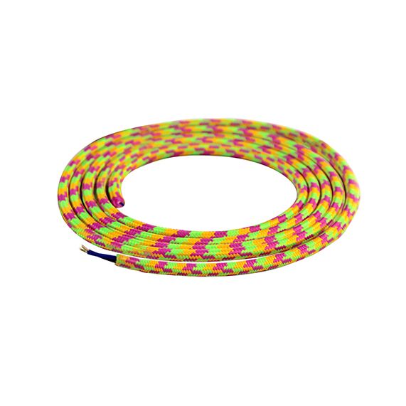 FS Câble Textile Rond 2x0,75mm2 Double Isolation Noir/Bleu/Vert/Rose 2 Mètres