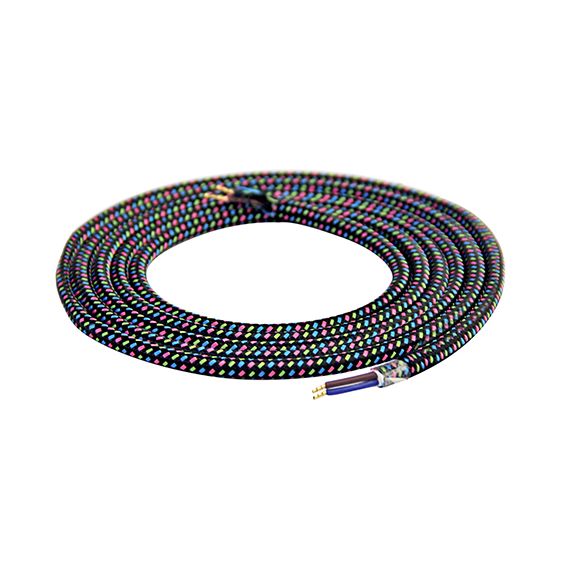 FS Câble Textile Rond 2x0,75mm2 Double Isolation Fushia/Orange/Vert 2 Mètres