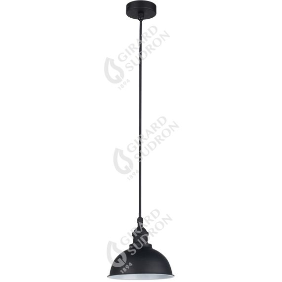 Suspension IP44 Alu E27 Max.60W abat-jour Noir extérieur / intérieur cable PVC L.150cm Noir