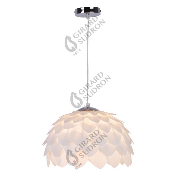 Suspension E27 Max.40W abat-jour PVC Blanc extérieur / intérieur cable PVC L.100cm Transparent