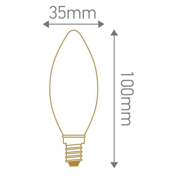 Flamme Lisse C35 Filament LED 5W E14 2700K 500lm Dim. Mat.
