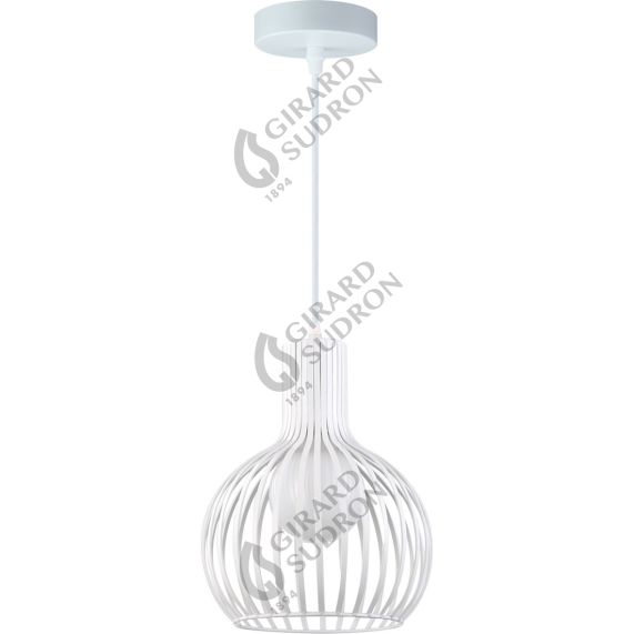 Suspension E27 Max.60W abat-jour Blanc Mat extérieur / intérieur cable PVC L.150cm Blanc