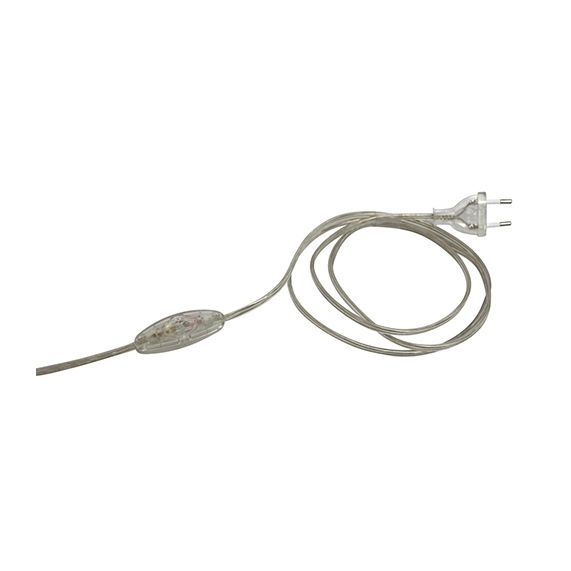 Cordon transparent 3 m. 140/160 avec interrupteur à bascule + fiche 2P