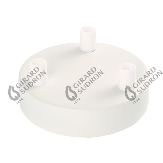 Plafonnier Acier 3 sorties D100mm Blanc+ arrêt de cable D7mm