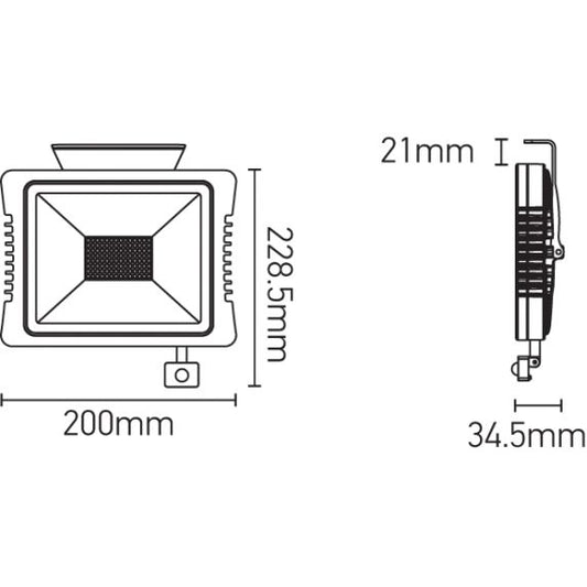 FS Yonna - Projecteur LED IP 65 200x228.5x34.5 30W 3000K 2160lm 110°noir PIR