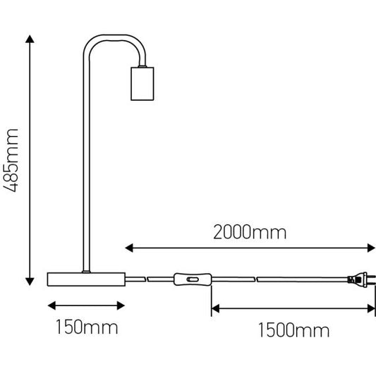FS EL Lampe à poser E27 Max.60W Blanc - pieds Bois clair - cable PVC L.200cm avec inter. Blanc