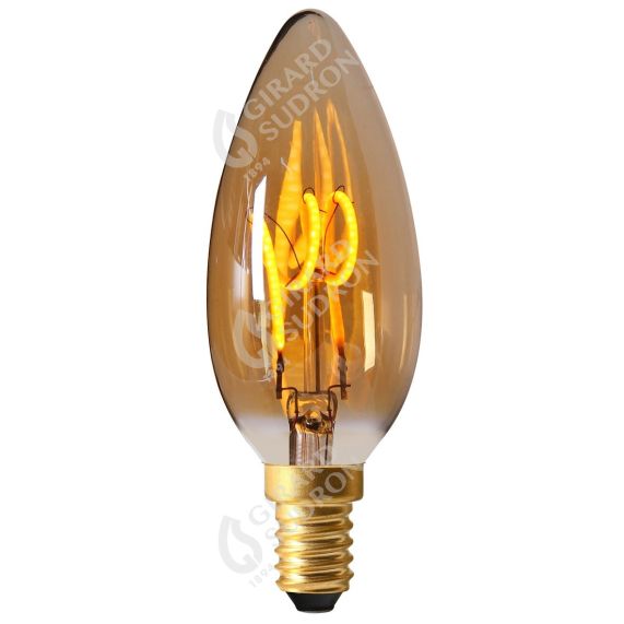 Flamme C35 Filament LED 3 LOOPS 4W 2000K E14 250lm E14 Non DIM. Ambrée