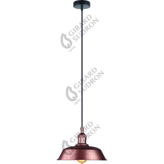 Suspension IP44 Alu E27 Max.60W abat-jour Effet Rouillé extérieur / intérieur cable PVC L.150cm Noir