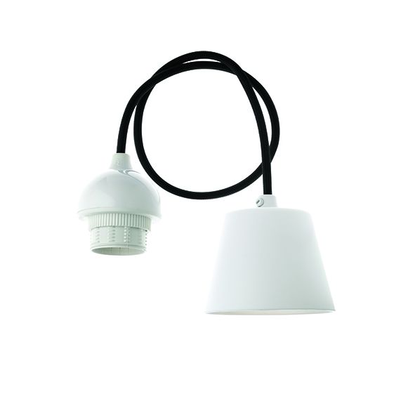 FS Monture E27 Blanc Cabl Text. Noir L.80