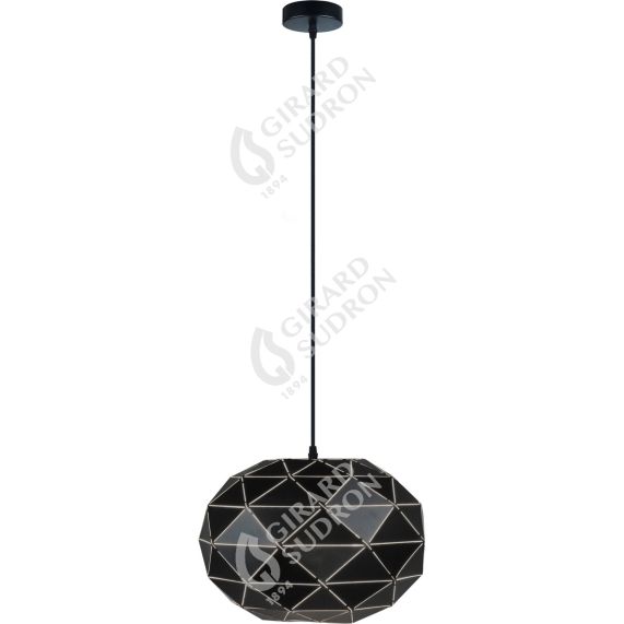 Suspension E27 Max.60W abat-jour Noir extérieur / Blanc intérieur cable PVC L.150cm Noir