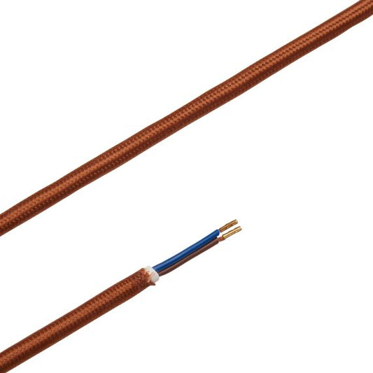 Câble Textile Rond 2x0,75mm2 Double Isolation Marron 2 Mètres
