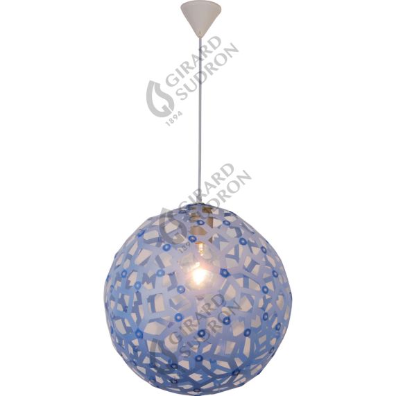 Suspension E27 Max.40W abat-jour PVC Bleu extérieur / intérieur cable PVC L.100cm Transparent