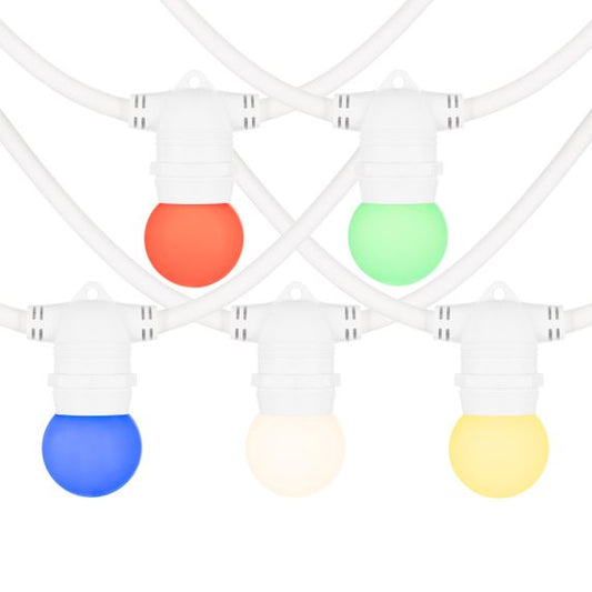 GS - LOT 5 SPHERIQUES LED IP44 E27 1W Couleurs panachées (Rouge/ Vert/ Jaune/ Bleu / Blanc Chaud)