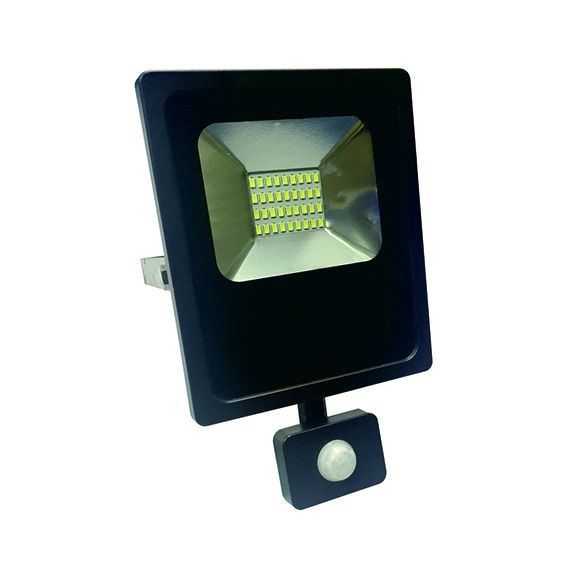 Projecteur led noir avec detecteur Isonoe 20W IP65 1600lM 3000k