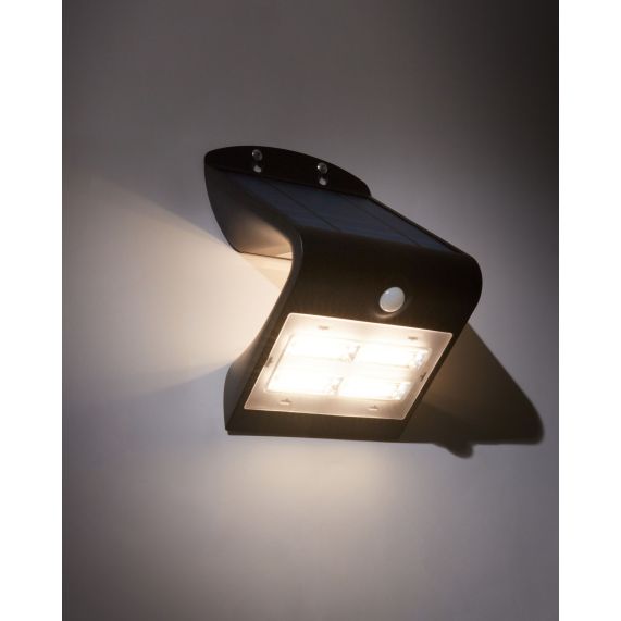 BUTTERFLY - Projecteur solaire LED noir détecteur présence IP65 4000K 3,2W 400lm