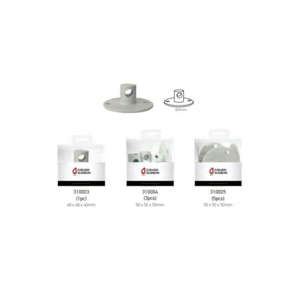 Crochet métal base ø45mm blanc x 3