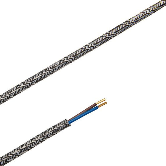 Cable rond chiné gris noir 2 mètres 2 x 0,75mm2