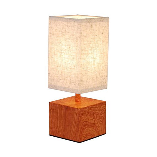 FS EL Lampe à poser E14 Max.40W abat-jour Lin Blanc - pieds Bois foncé- cable PVC L.120cm avec inter. Noi