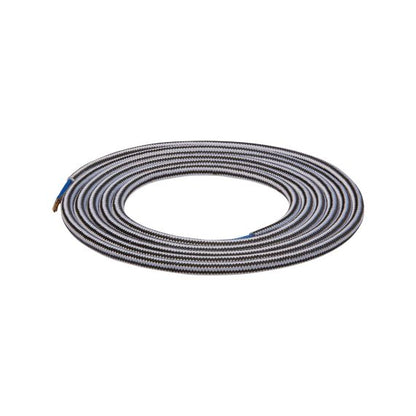 Câble Textile Rond 2x0,75mm2 Double Isolation Noir Blanc 2 Mètres