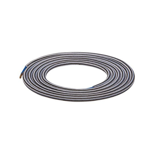 Câble Textile Rond 2x0,75mm2 Double Isolation Noir Blanc 2 Mètres