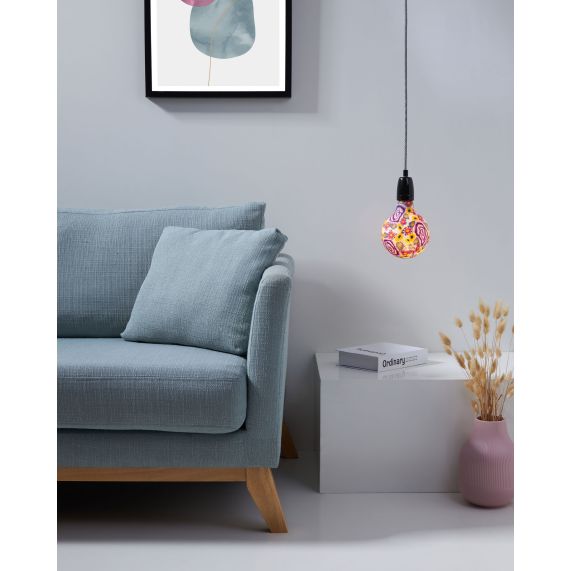 Globe imprimé floral G125, Filament LED, 4W, E27, 2400K, Dim