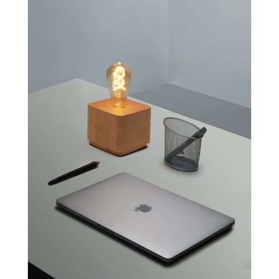 SUPPORT 12x12x10cm BOIS  + CABLE E27 40W