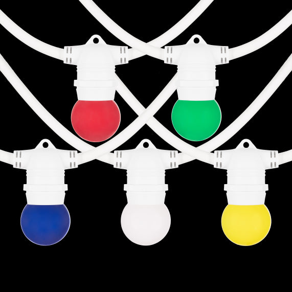 GS - LOT 5 SPHERIQUES LED IP44 E27 1W Couleurs panachées (Rouge/ Vert/ Jaune/ Bleu / Blanc Chaud)