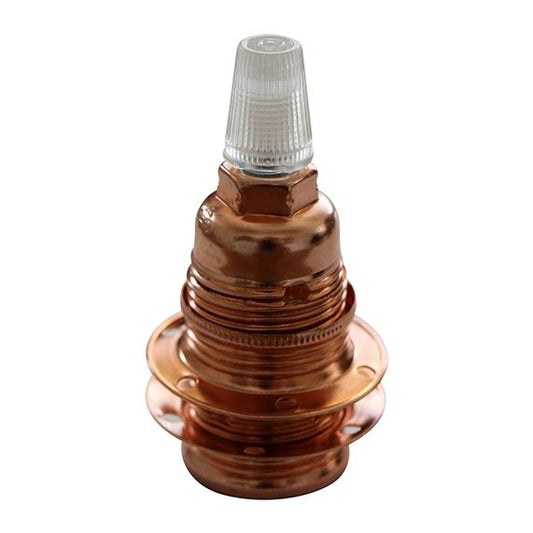 Douille E14 Filetée Acier Cuivré Avec Terre Arrêt Câble 2 Bagues