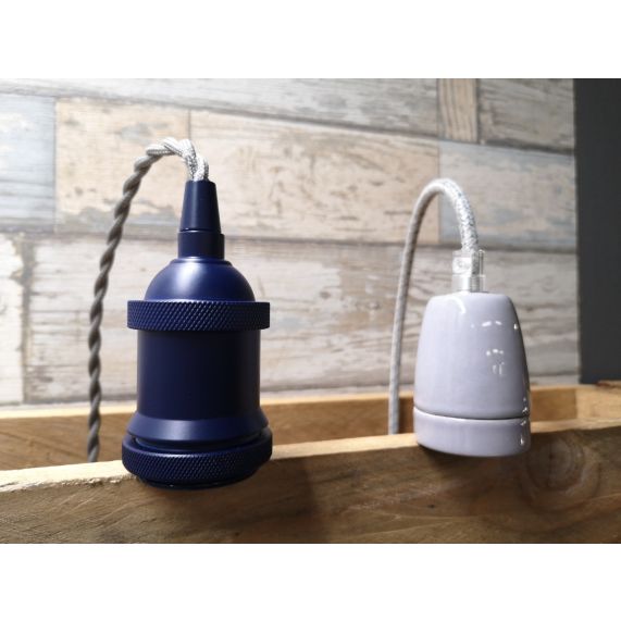 Douille E27 aluminium ø50mm H.72mm bleu outremer mat