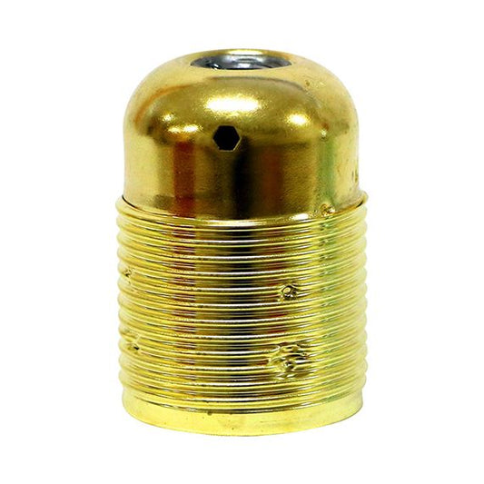 Douille E27 à chemise filetée acier laitonné avec terre