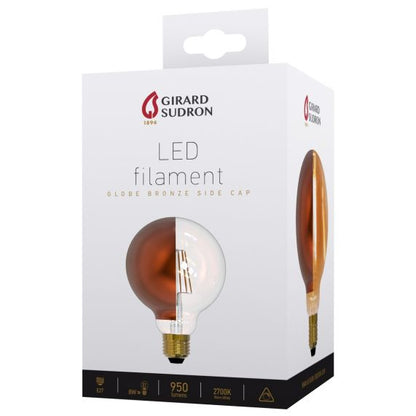Globe D95 Filament LED Latéral Bronze 8W E27 2700K 950Lm Dim.