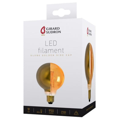 Globe D95 Filament LED Latéral Doré 8W E27 2700K 950Lm Dim.