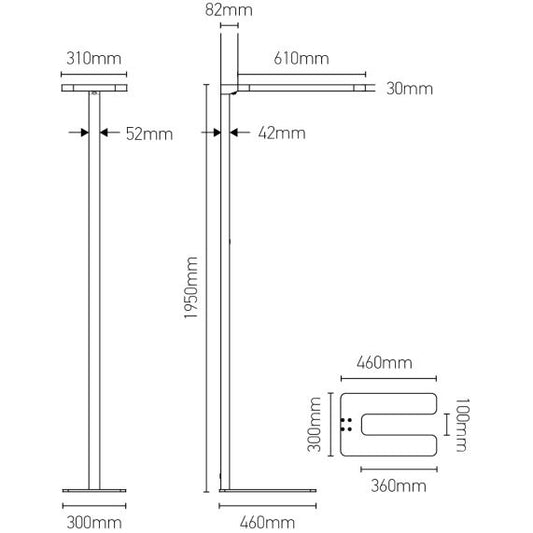 Calyce - Lampadaire LED 610x310x1950 80W 4000K 7040lm 120° blanc Dim PIR
